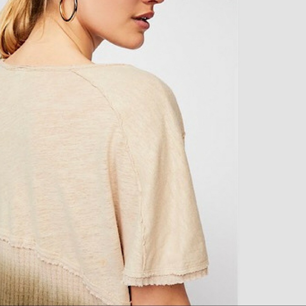 FREE PEOPLE Sun Dial Tee In Sand Combo NWT - Picture 4 of 4